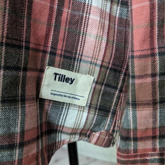 TILLEY Red Pink Brushed Cotton Plaid Shirt S NEW - Picture 7 of 9
